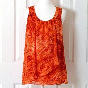 MICHAEL KORS Women's Sleeveless Blouse Top  Size S  Orange Swirl NWOT
